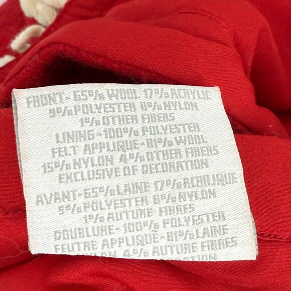 Restoration Hardware RH Vintage Red Wool Christmas Tree Skirt Holly Pompoms 54" - Picture 9 of 9